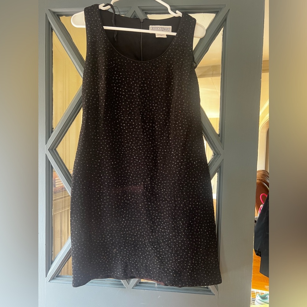Black Polyester Short Sleeve Dress
